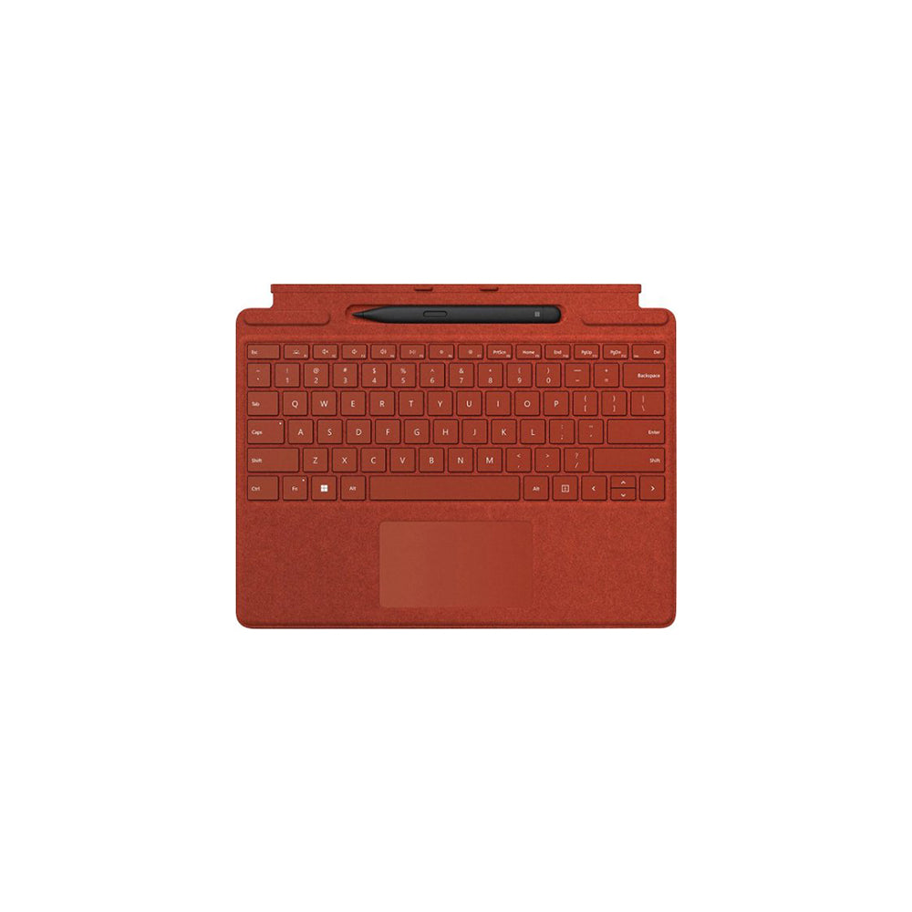 Microsoft Surface Slim Pen 2 and Pro Signature Keyboard for Pro X, 8, 9 - Poppy Red Alcantara Material
