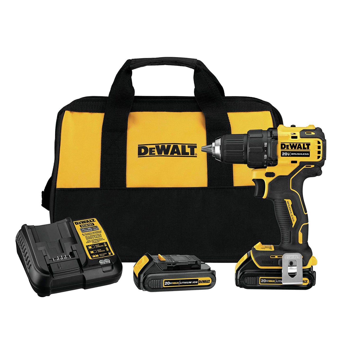 DEWALT 20V MAX* Cordless Drill / Driver Kit, Compact, 1/2-Inch (DCD708C2)