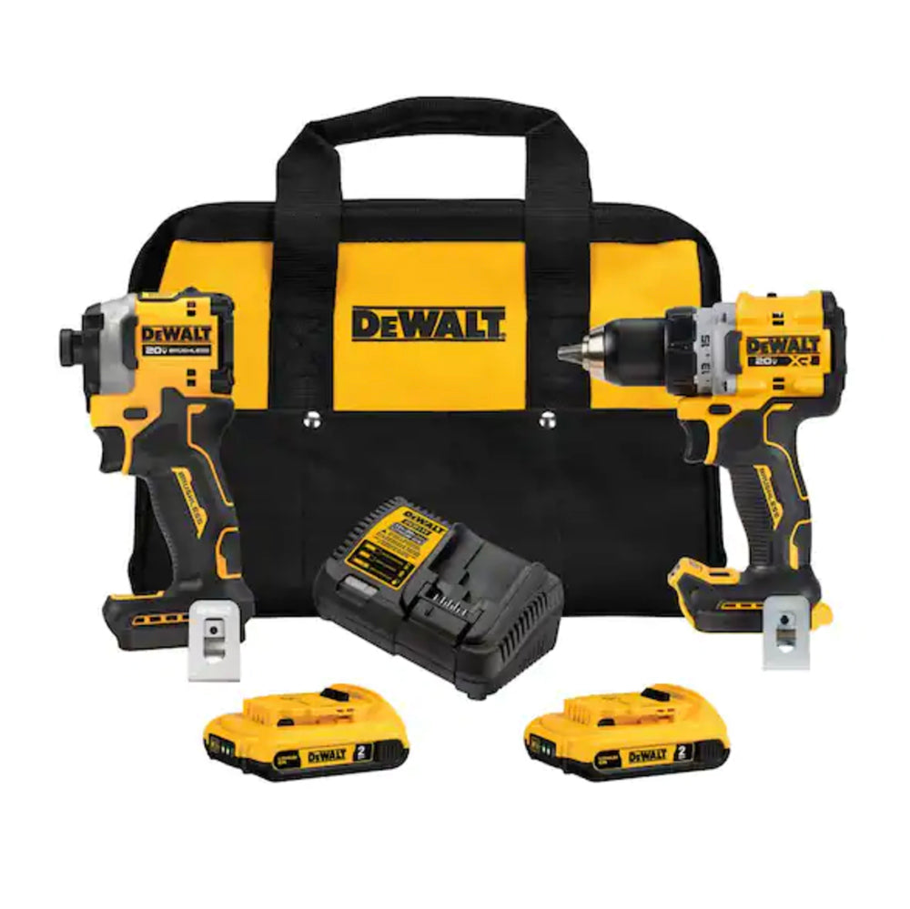 DEWALT 20V MAX XR Cordless Drill/Driver, ATOMIC Impact Driver 2 Tool Combo Kit, (2) 2.0Ah Batteries, Charger, and Bag (DCK2051D2)