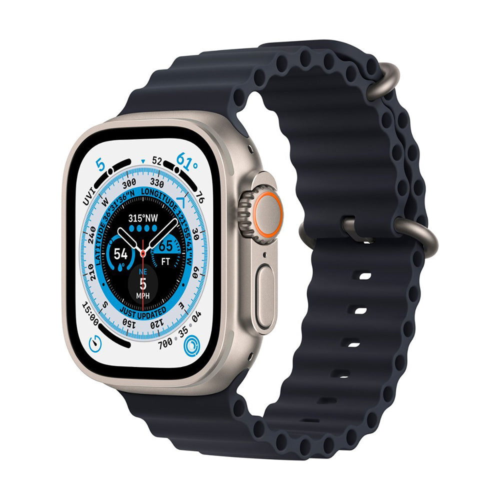Apple Watch Ultra (GPS + Cellular) 49mm Titanium Case with Midnight Ocean Band - Titanium (MQET3LL/A)