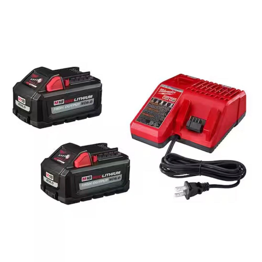 Milwaukee M18 18-Volt Lithium-Ion High Output Starter Kit with Two 6.0 Ah Battery and Charger (48-59-1862S)