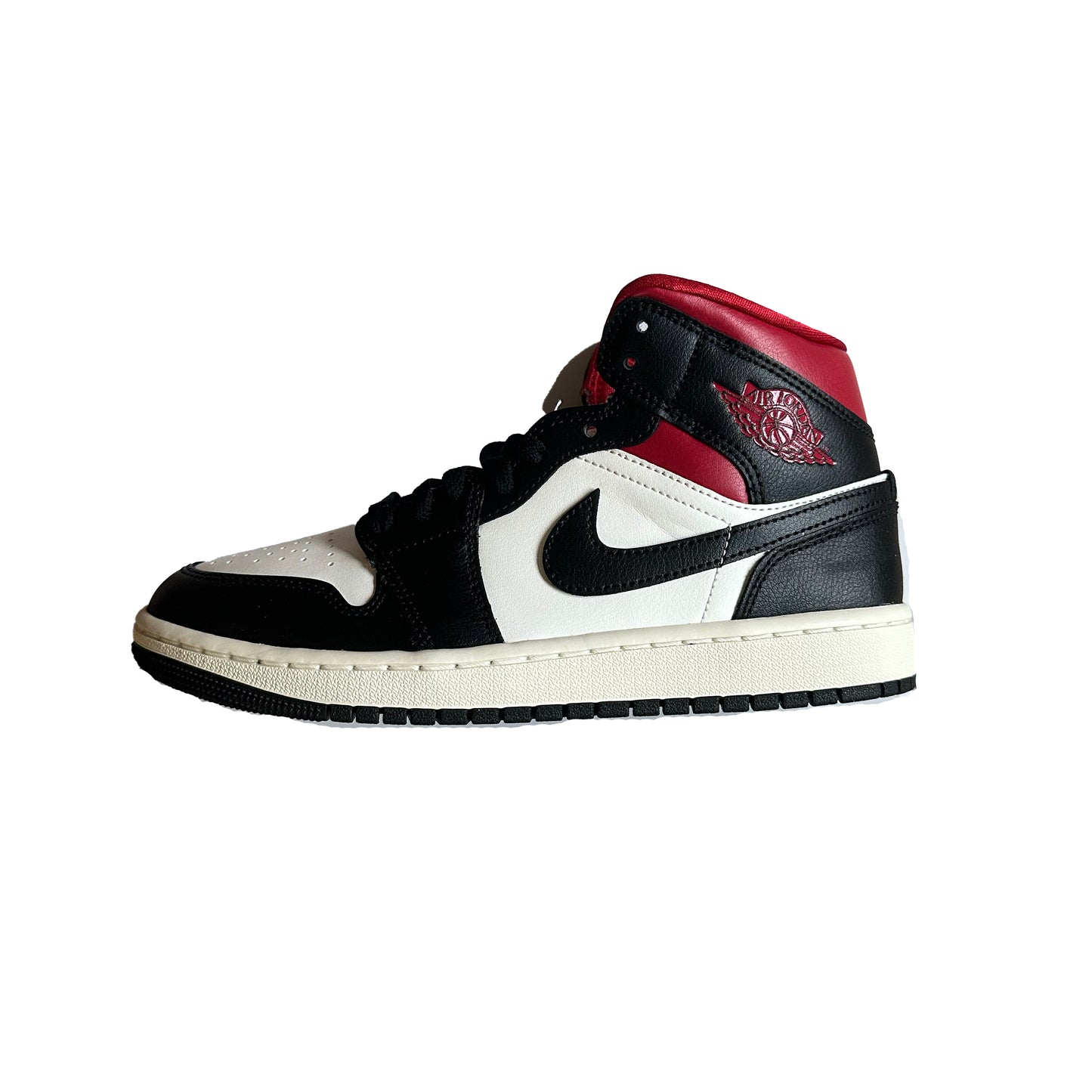 Nike Air Jordan 1 Mid White Black Red Panda Shoes (BQ6472-061) (Size W8)