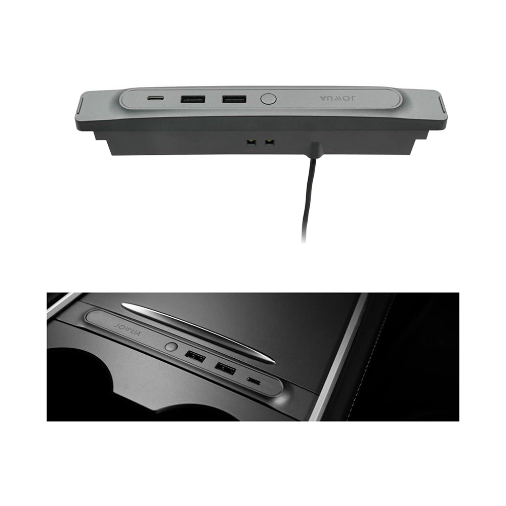 JOWUA Mini LED Hub Bar Compatible for 2021-2023 Tesla Model Y & Model 3, 1 USB-C Port, 2 USB-A Ports (36w)