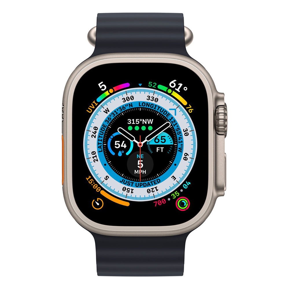 Apple Watch Ultra (GPS + Cellular) 49mm Titanium Case with Midnight Ocean Band - Titanium (MQET3LL/A)