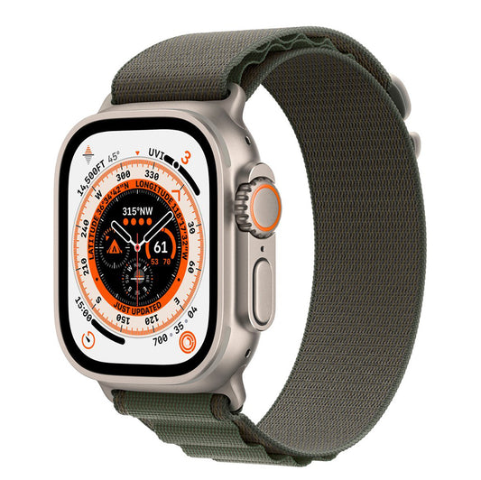 Apple Watch Ultra (GPS + Cellular) 49mm Titanium Case with Green Alpine Loop (MQEW3LL/A)