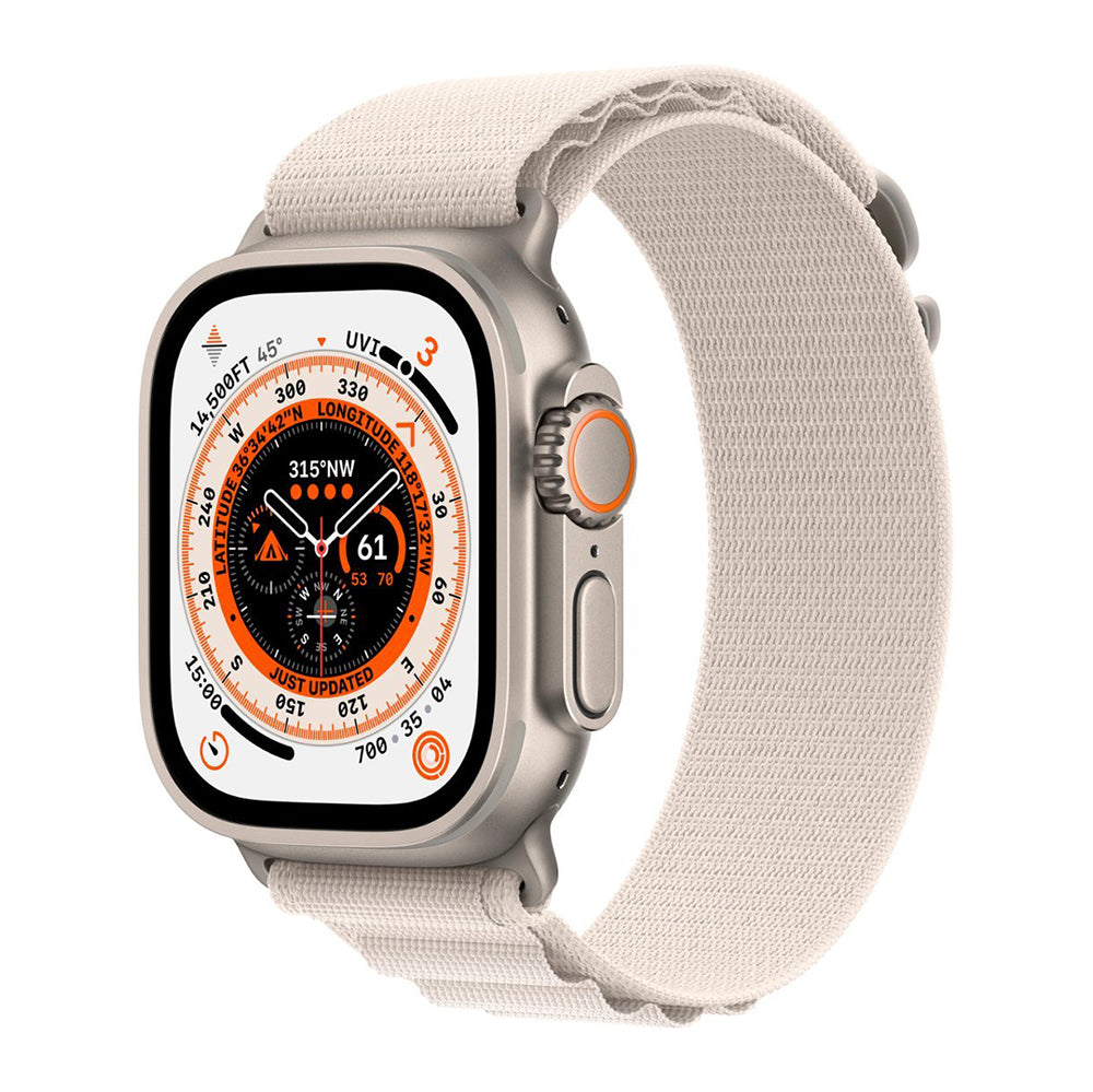 Apple Watch Ultra (GPS + Cellular) 49mm Titanium Case with Starlight Alpine Loop - Titanium (MQF03LL/A)
