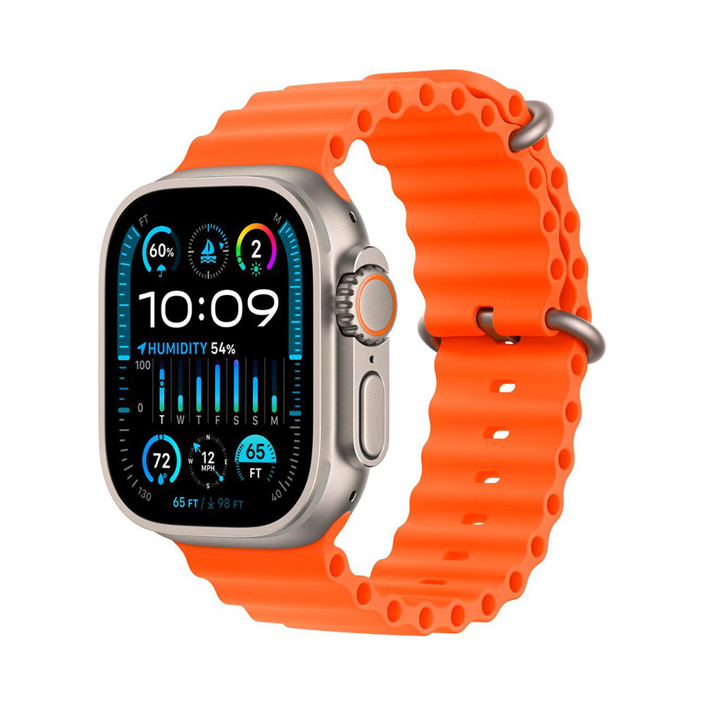 Apple Watch Ultra 2 (GPS + Cellular) 49mm Titanium Case with Orange Ocean Band - Titanium (MREH3LL/A)
