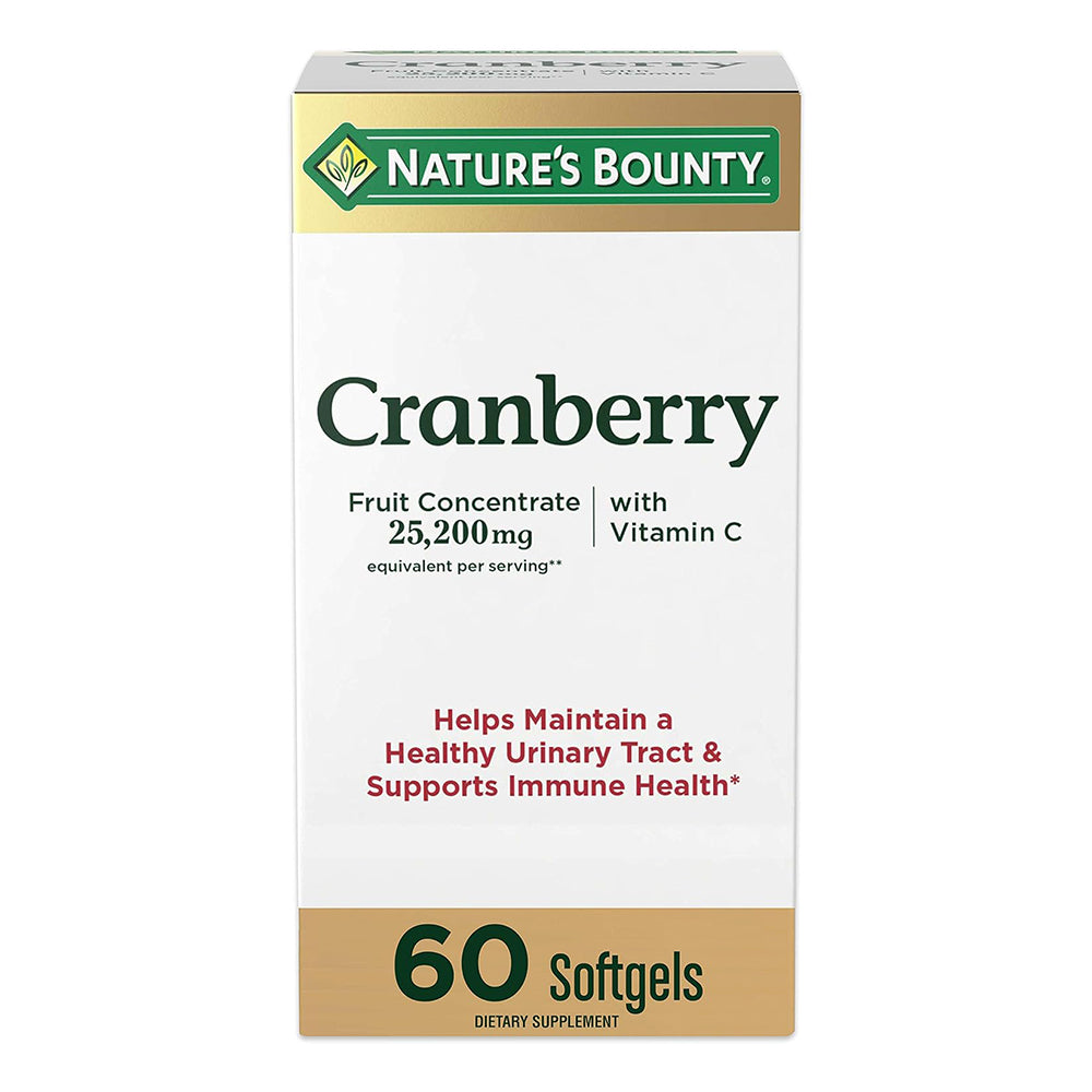 Nature's Bounty Cranberry Dietary Supplement, Supports Urinary Tract and Immune Health, Softgels, 25,200 Mg, 60 Ct