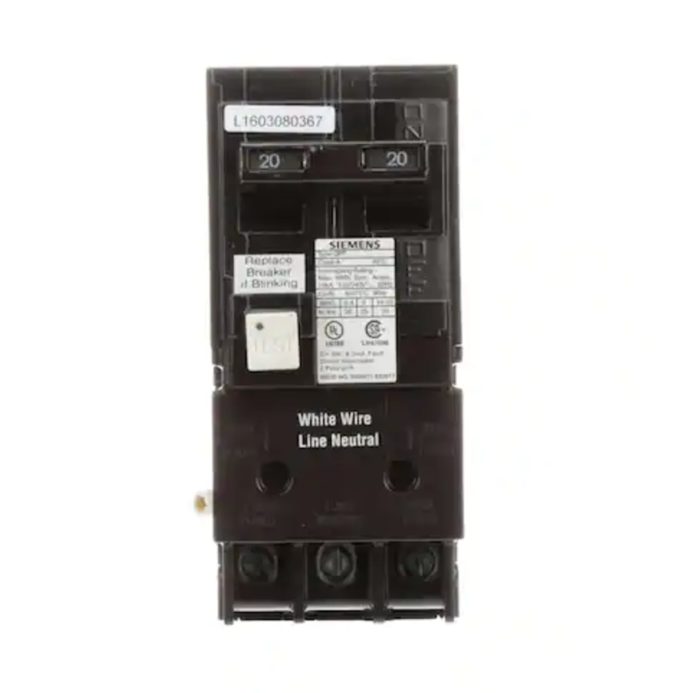 Siemens Qp 20 Amp 2 Pole Gfci Circuit Breaker