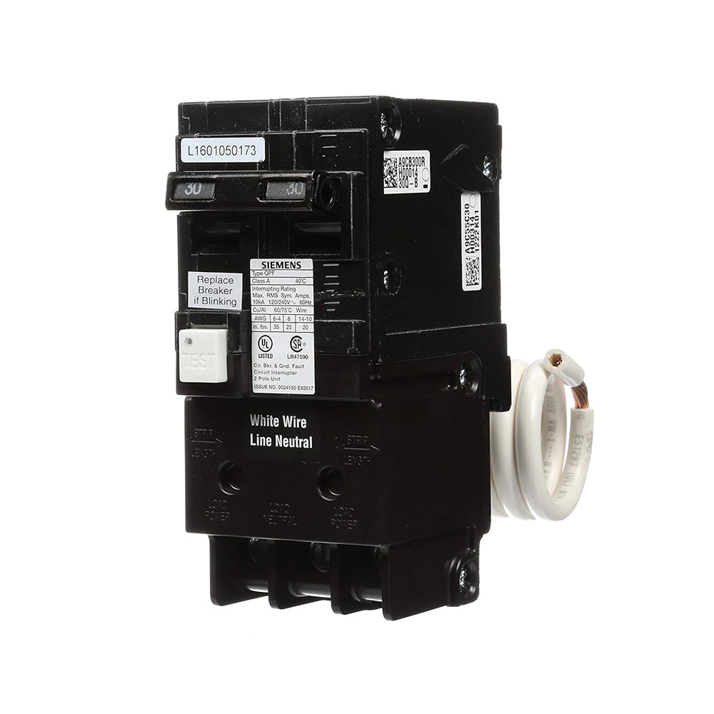 Siemens QF230AP 30 Amp, 2 Pole, 120/240V Ground Fault Circuit Interrupter with Self Test and Lockout Feature