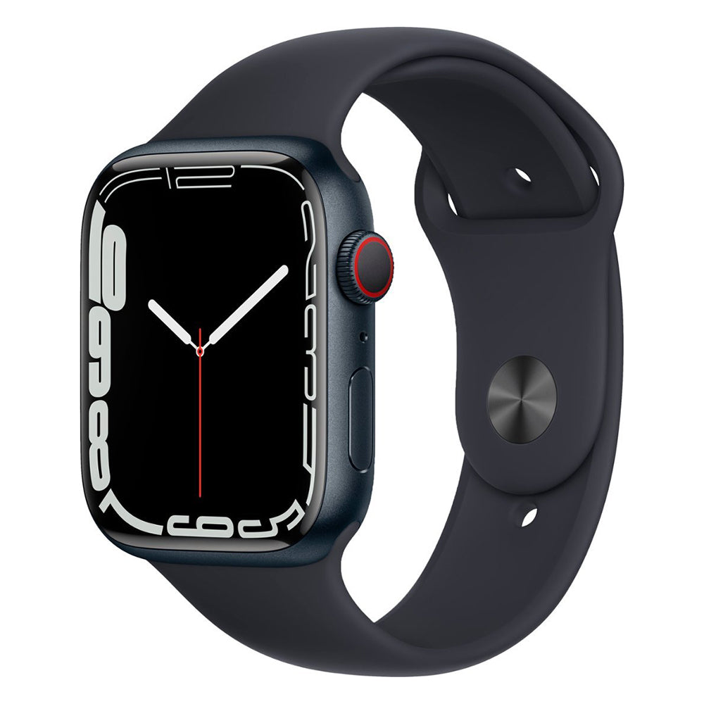 Apple Watch Series 7 (GPS + Cellular) 45mm Aluminum Case with Midnight Sport Band - Midnight (MKJ73LL/A)