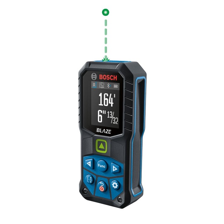 Bosch BLAZE 165 ft. Green Laser Distance Tape Measuring Tool with Bluetooth, Haptic Feedback, and Measurement Rounding (GLM165-27CG) - Nyson Retail