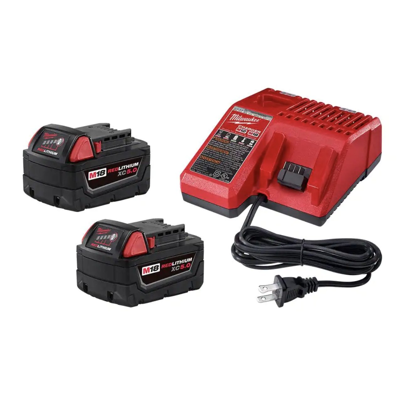 Milwaukee M18 18-Volt Lithium-Ion XC Starter Kit with Two 5.0Ah Batteries and Charger - Nyson Retail