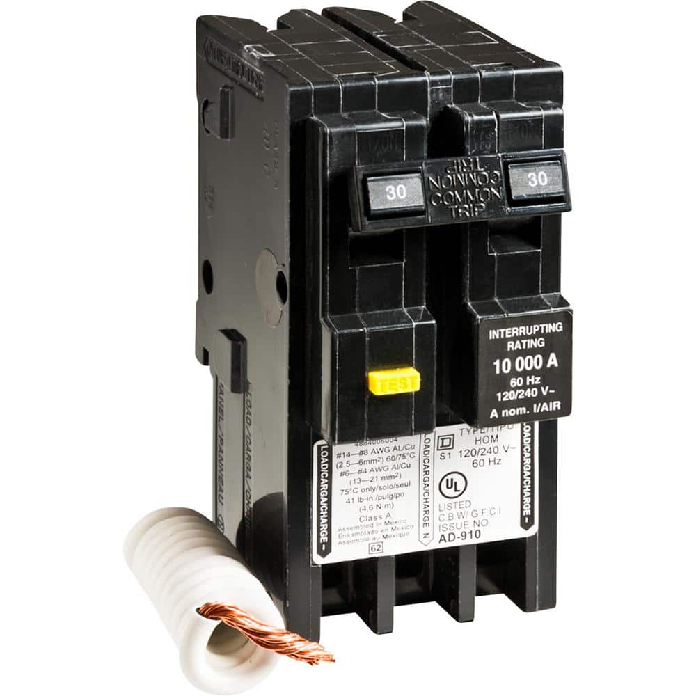 Square D - HOM230GFIC Homeline Circuit Breaker, 30-Amp, 120/240V, 2-Pole, GFCI, Plug-In Mount - Nyson Retail